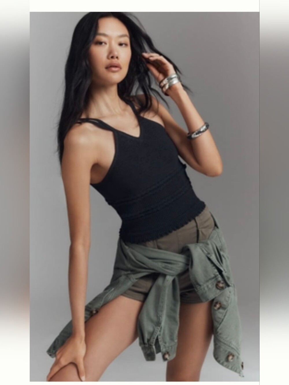 By Anthropologie Knit V-Neck Linen Blend Tank Top